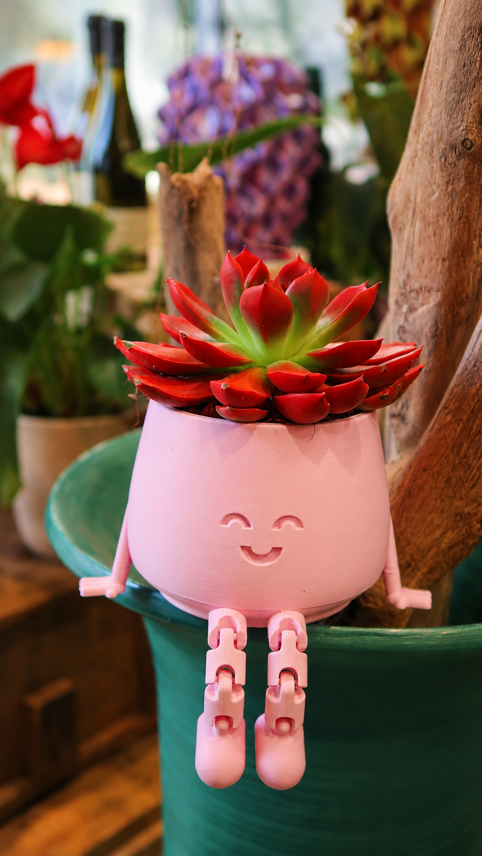 Jardinière originale avec jambes articulées imprimée en 3D