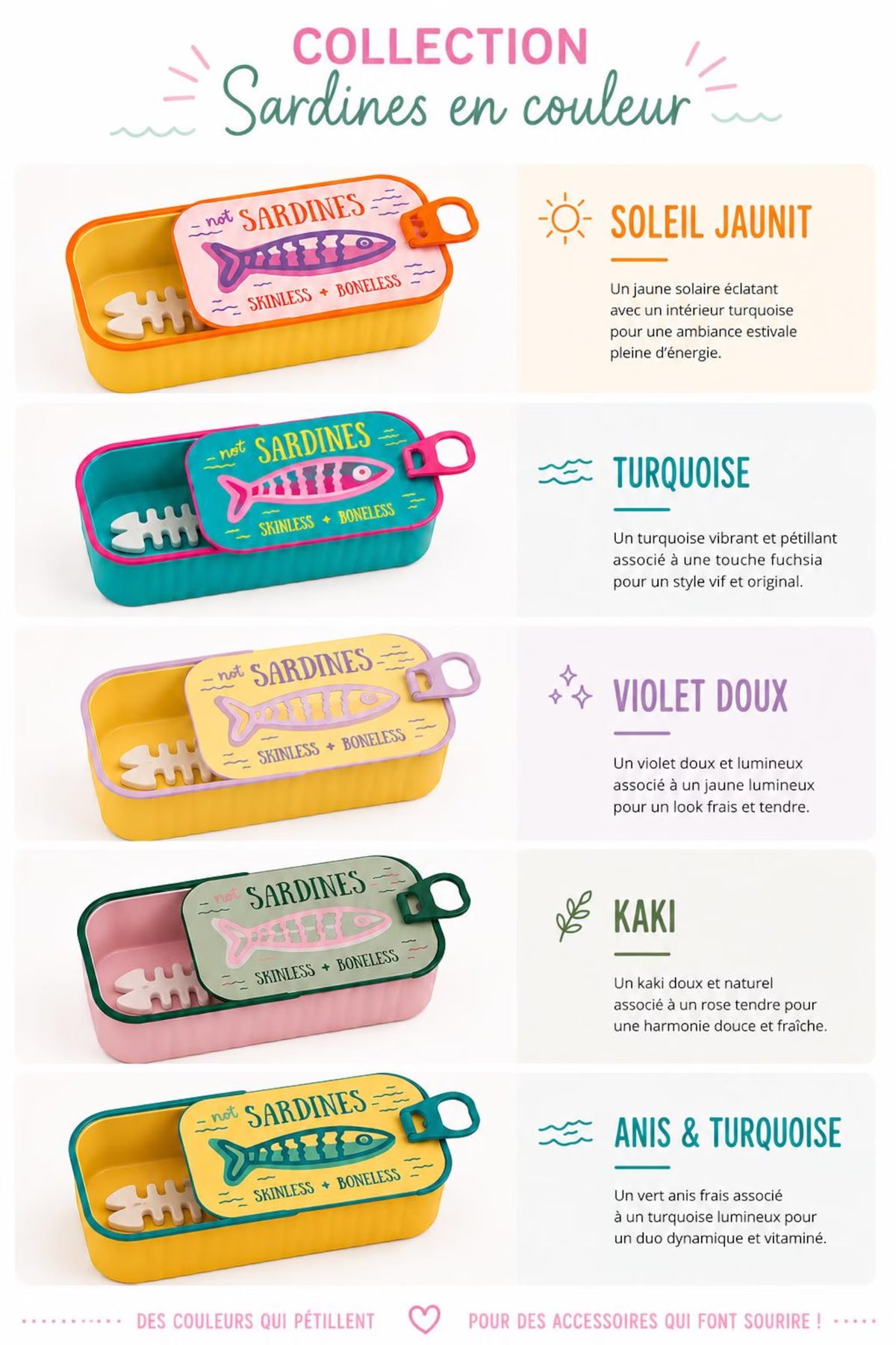 Boîte à bijoux sardine colorée